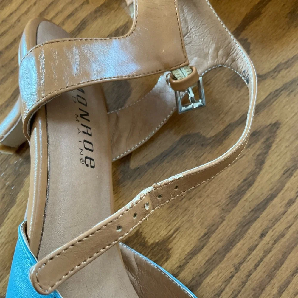 Monroe & Main Color Block Ankle Strap Heel/Pumps, Women’s Sz 6.5M